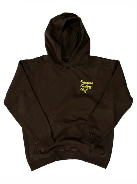 Mexican Fucking Chef Brown Chocolate Hoodie Chain Stitich Embriodery - Brown Chocolate / Mustard