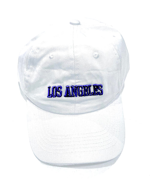 LA Dad Hat - Los Angeles White Hat - Blue