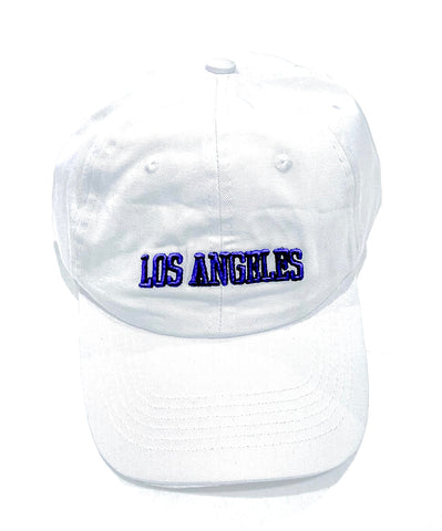 LA Dad Hat - Los Angeles White Hat - Blue