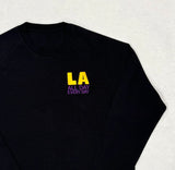 LA All Day Black Crewneck Sweatshirt Black / Purple and Gold