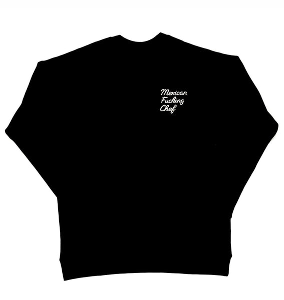 Mexican Fucking Chef Black Crewneck Chain Stitich Embriodery - Black / Ivory