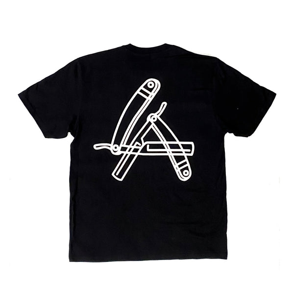 LA Straight Razor Black Tee - Ivory Print