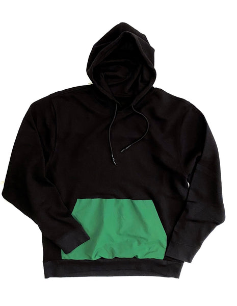 The Best Hoodie Ever With Waxed Tip Drawstring and Nylon Pocket Black Hoodie / Forest Green