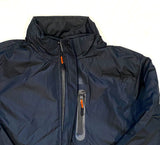 Heavy Rain Puffer Jacket - Black / Orange Accents - PLAIN NO PRINTS