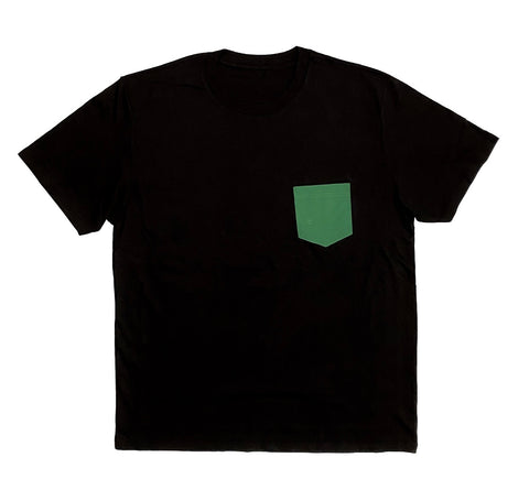 The best Pocket Tee Ever - Black or White Tee W/ Forest Green Nylon Pocket