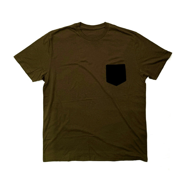 The best Pocket Tee Ever - Olive Green W/ Black Nylon Pocket