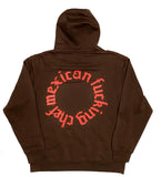 Mexican Fucking Chef  Round Logo Hoodie  Dark Brown /  Paprika Print