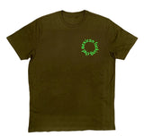 Mexican Fucking Chef - Round Logo Classic Tee - Olive Green / Lime Gree Print