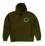 Mexican Fucking Chef  Round Logo Hoodie Olive Green / Lime Print