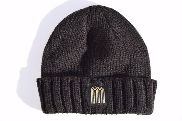 M Gold Black Beanie