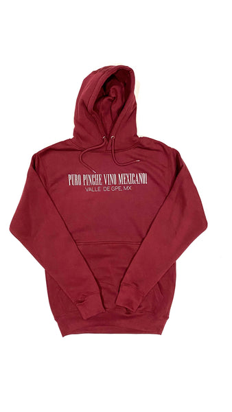 Puro Pinche Vino Mexicano Hoodie Wine / White Print