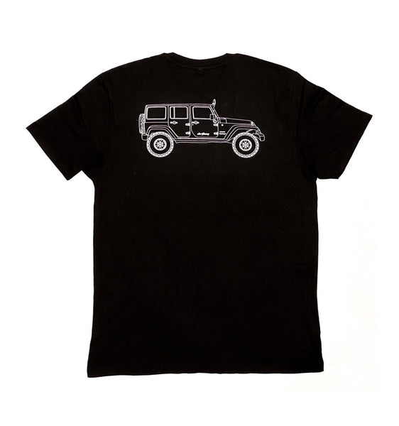 Jeep Tee Premium Jet Black  - White Print