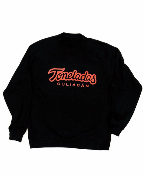 Toneladas BELLY Premium Crewneck Jet Black  - Wine Print -