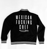 Mexican Fucking Chef Stripped Bomber Jacket - Frontal & Back Print - WHITE