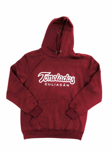 Toneladas BELLY Premium Hoodie Wine Hoodie   - White Print -