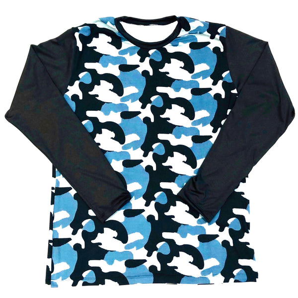 DIRTBAG LONG SLEEVE 100% Custom No Print  Blue Camo / Black Sleeves