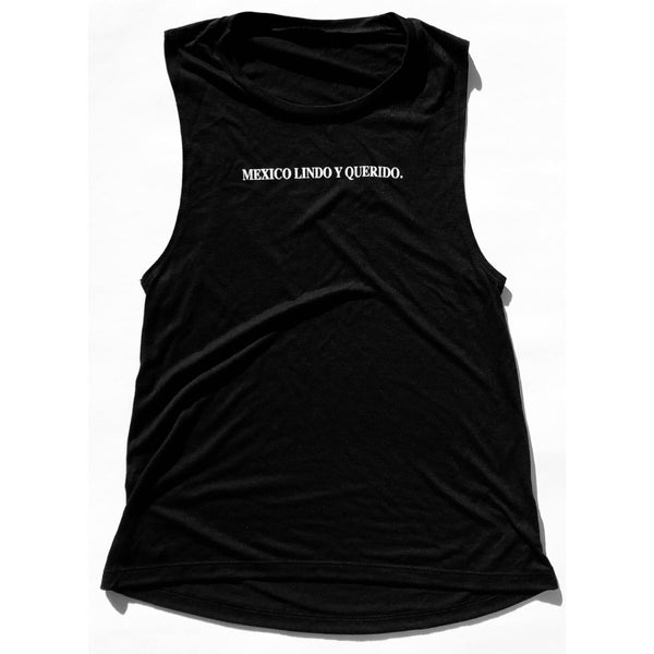 Mexico Lindo Y Querido  Tee Womens Muscle Tank Black Tee / White Print