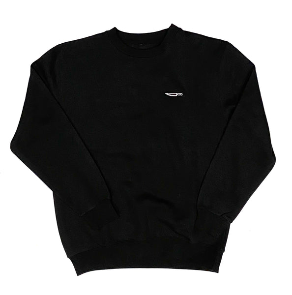 Knife Embroided Mexican Fucking Chef Jet Black  Premium Crewneck - Black / White