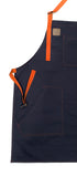 Mexican Fucking Chef Apron NAVY BLUE Cotton  / ORANGE Accents   -