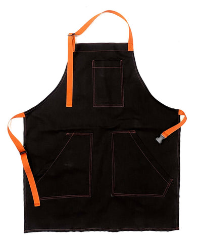 Mexican Fucking Chef Apron Jet Black Cotton  / ORANGE Accents   -