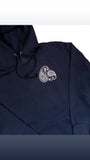 Paisley Embroidered Navy Hoodie - Navy / White