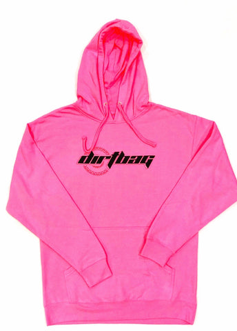 Dirtbag Premium Hoodie Pink Fluorescent -Black  Print -