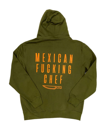 Fucking Chef  Jet Black  Premium Hoodie - Army Green / Orange Print