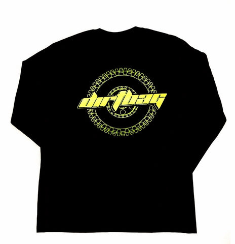 Dirtbag Premium Long Sleeve Tee Black  - Fluorescent Yellow Print -