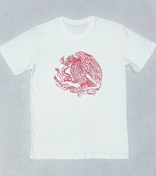 Mexico Single Stroke Art Premium Off White Tee - Burgandy  PRINT -