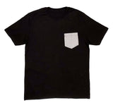 Premium Cut and Sew Black Pocket Tee - Chekers Pocket -