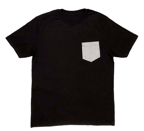 Premium Cut and Sew Black Pocket Tee - Chekers Pocket -