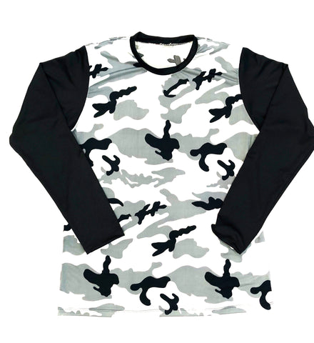 DIRTBAG LONG SLEEVE 100% Custom No Print  Black Gray Camo / Black Sleeves