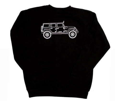 Jeep Tee Premium Jet Black Crewneck - White Print