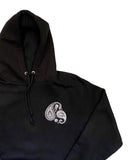 Paisley Embroidered Jet Black  Premium Hoodie - Black / White