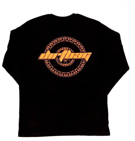 Dirtbag Premium Long Sleeve Tee Black  - Fluorescent Orange Print -