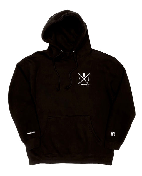 Embroided Mexican Fucking Chef X Jet Black  Premium Hoodie - Black / White