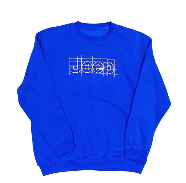 Jeep Premium Royal Blue Crewneck - White Print