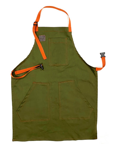 Mexican Fucking Chef Apron  - Cotton Twill Olive/ Orange  Accents   -