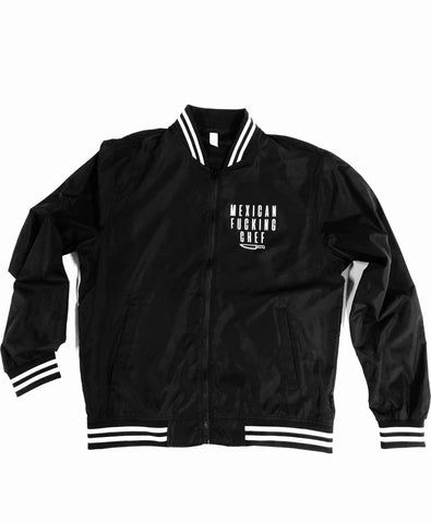 Mexican Fucking Chef Stripped Bomber Jacket - Frontal & Back Print - WHITE