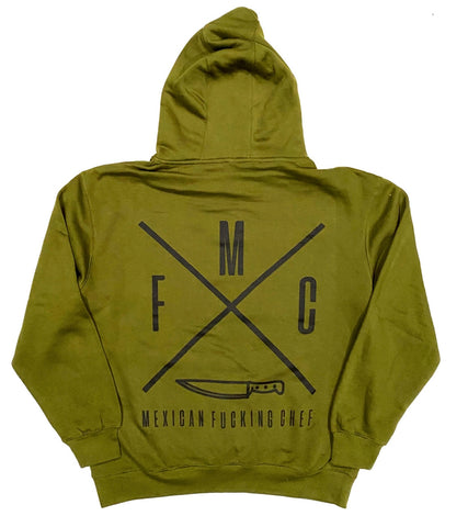 Mexican Fucking Chef X Army Green Premium Hoodie - Black Print